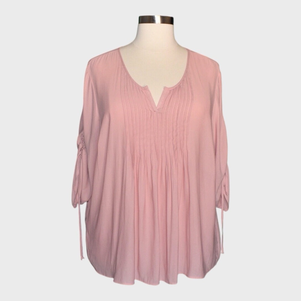 Torrid Pink Pintuck Chiffon Blouse